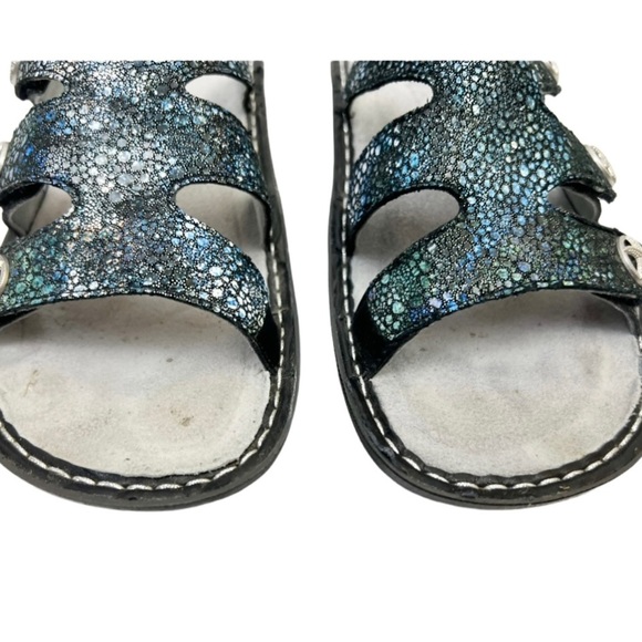 Alegria Dinah Deep Sea Blue Leather Slide Sandals - Picture 5 of 9